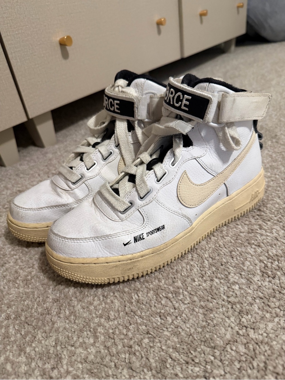 Nike Women's White Cream High-Top Sneakers